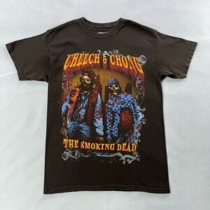 Cheech &‎ Chong The Smoking Dead T Shirt Men Medium Brown Zombie Skull Graphic